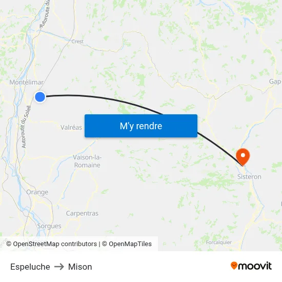 Espeluche to Mison map