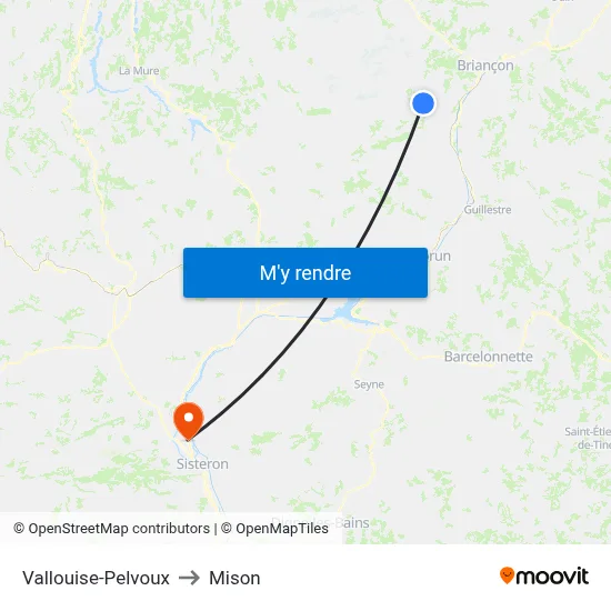Vallouise-Pelvoux to Mison map