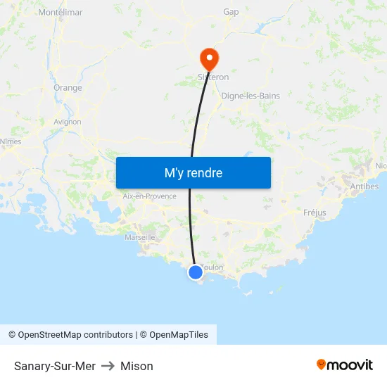 Sanary-Sur-Mer to Mison map