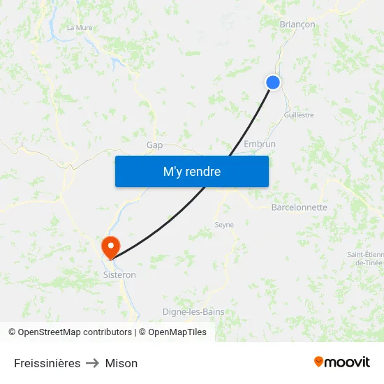Freissinières to Mison map