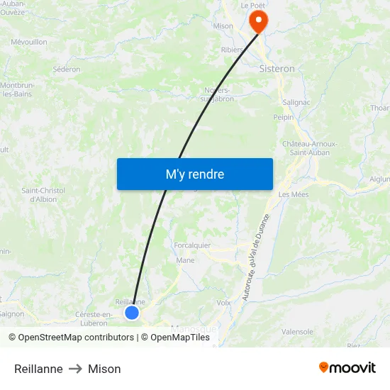 Reillanne to Mison map