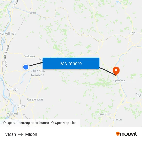 Visan to Mison map