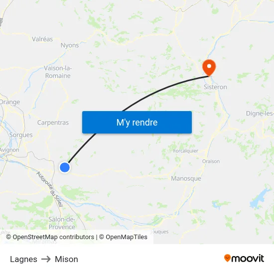 Lagnes to Mison map