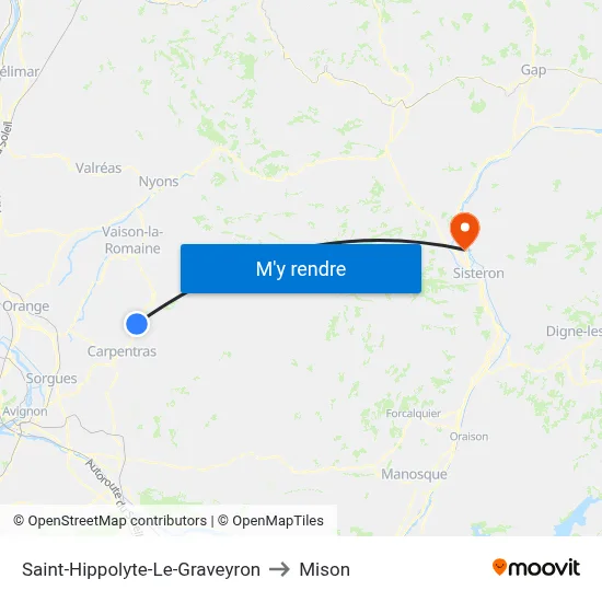 Saint-Hippolyte-Le-Graveyron to Mison map