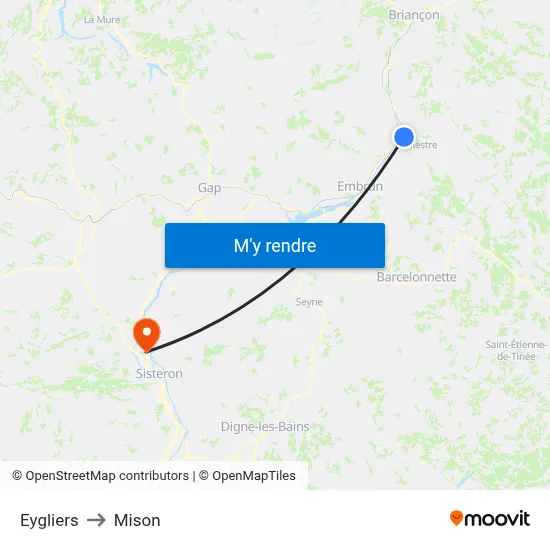 Eygliers to Mison map