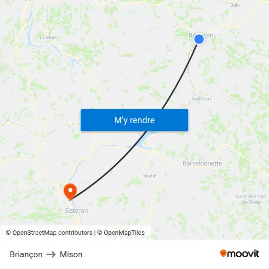 Briançon to Mison map