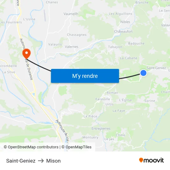Saint-Geniez to Mison map