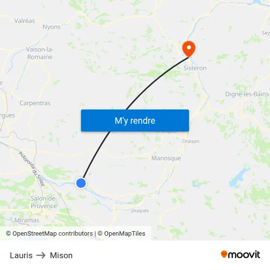 Lauris to Mison map