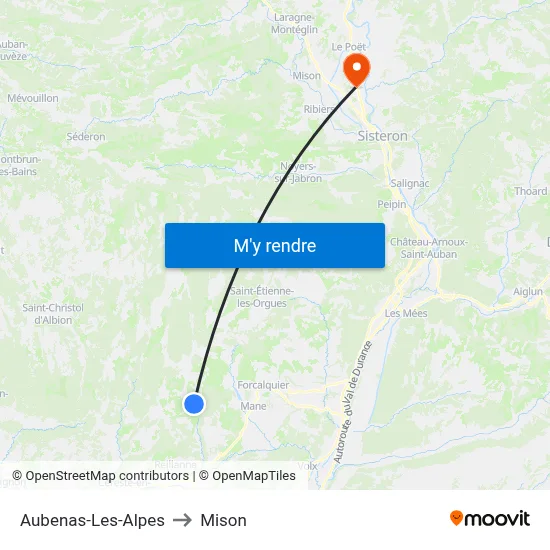 Aubenas-Les-Alpes to Mison map