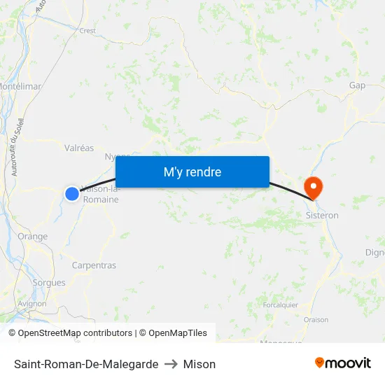 Saint-Roman-De-Malegarde to Mison map