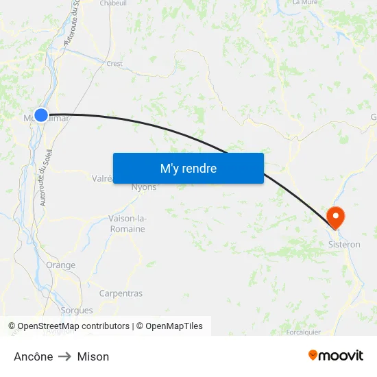 Ancône to Mison map