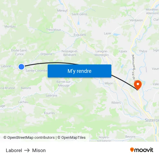 Laborel to Mison map
