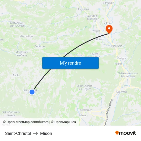 Saint-Christol to Mison map