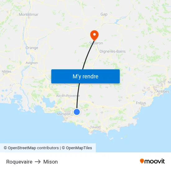 Roquevaire to Mison map