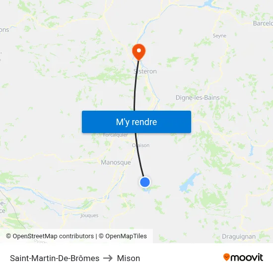 Saint-Martin-De-Brômes to Mison map