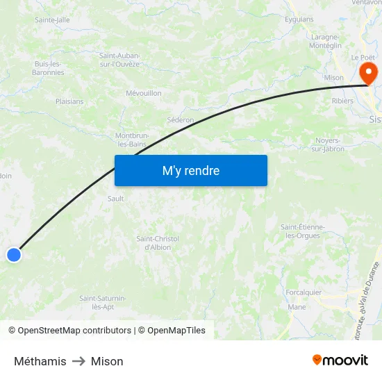 Méthamis to Mison map