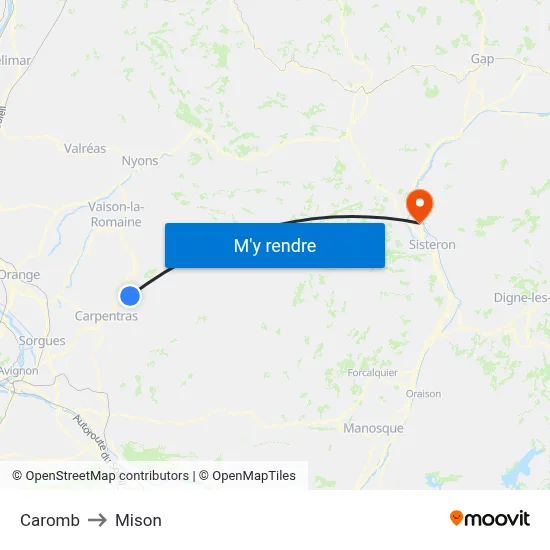 Caromb to Mison map