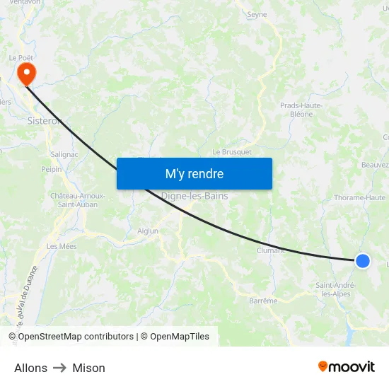 Allons to Mison map