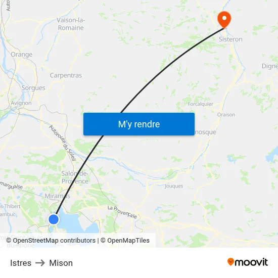 Istres to Mison map