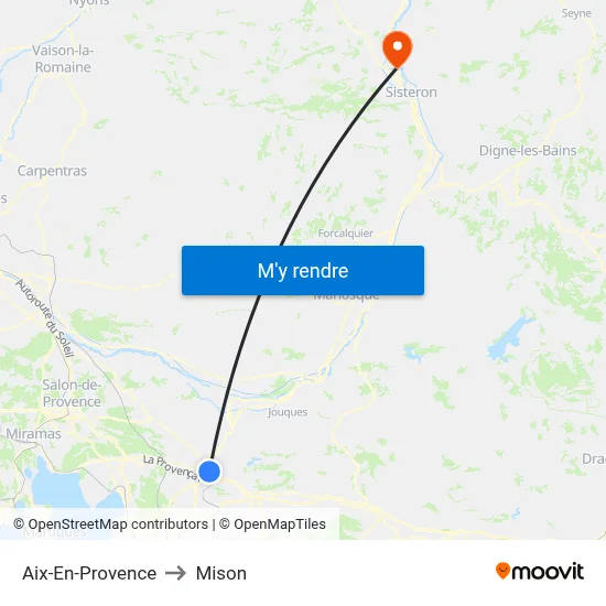 Aix-En-Provence to Mison map