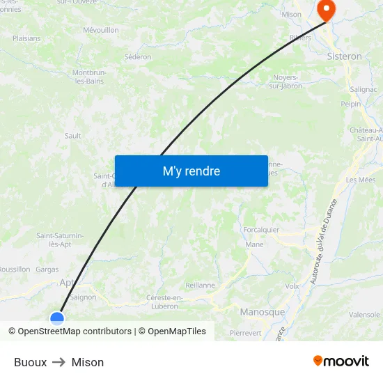 Buoux to Mison map