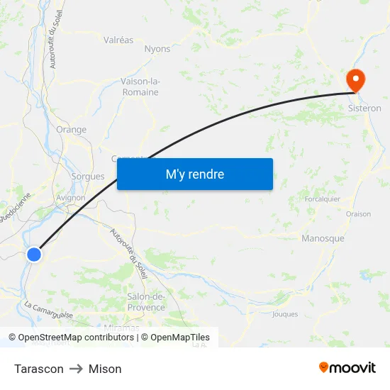 Tarascon to Mison map