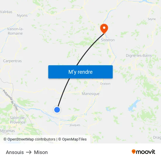 Ansouis to Mison map