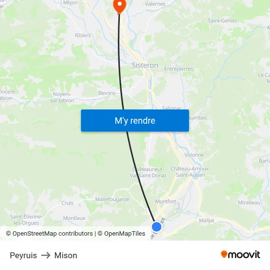 Peyruis to Mison map