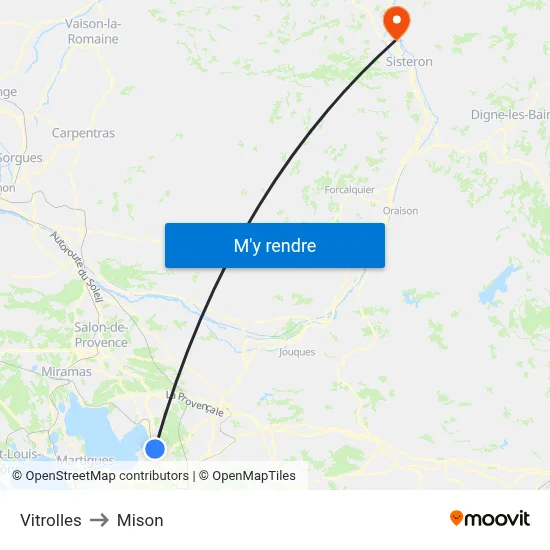 Vitrolles to Mison map