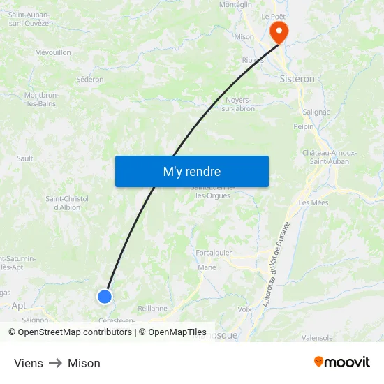 Viens to Mison map