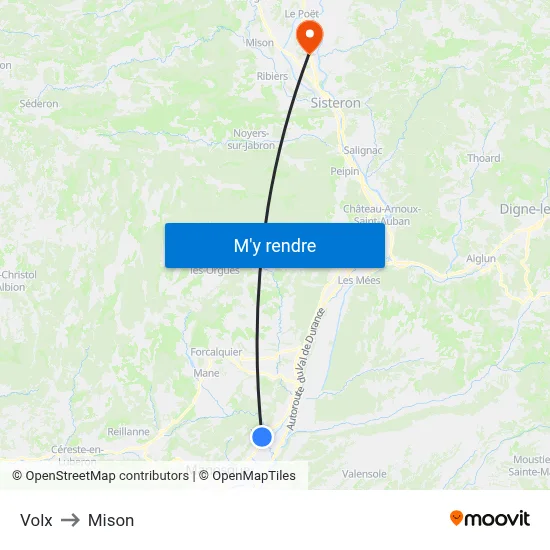Volx to Mison map