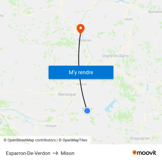 Esparron-De-Verdon to Mison map