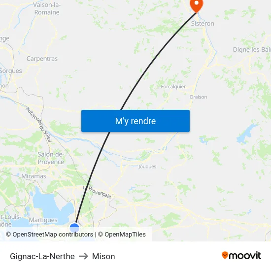 Gignac-La-Nerthe to Mison map