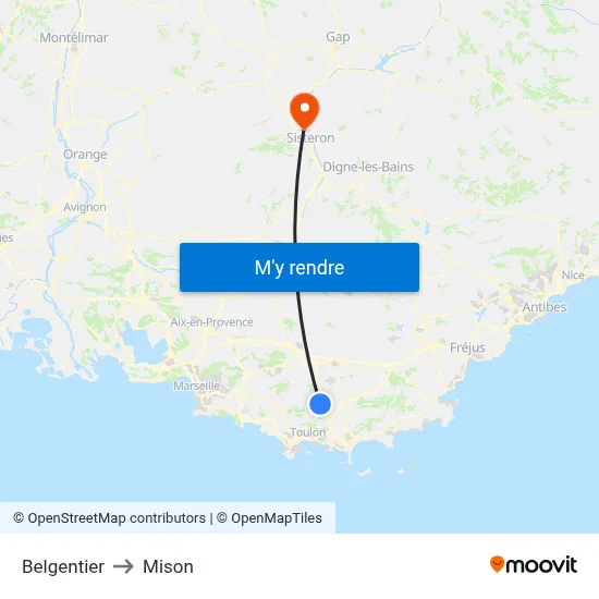 Belgentier to Mison map