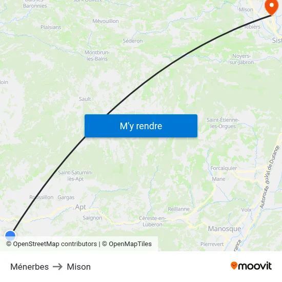 Ménerbes to Mison map