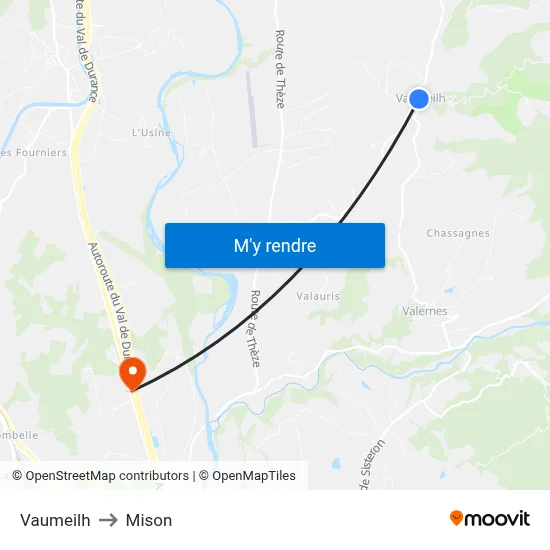 Vaumeilh to Mison map