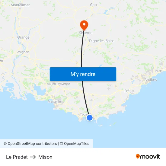 Le Pradet to Mison map