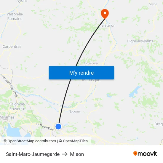 Saint-Marc-Jaumegarde to Mison map