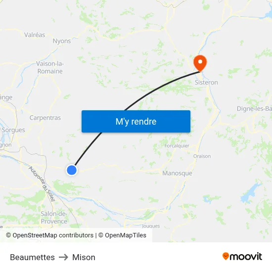 Beaumettes to Mison map