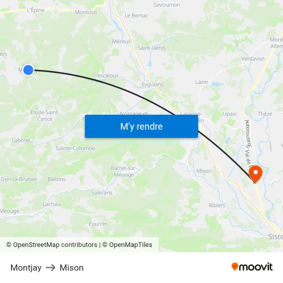 Montjay to Mison map