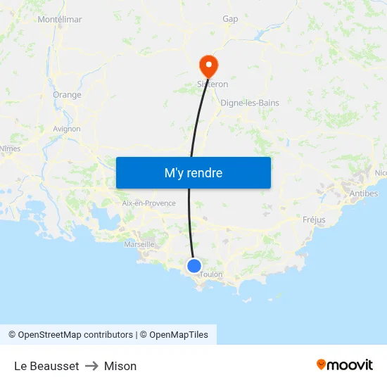 Le Beausset to Mison map