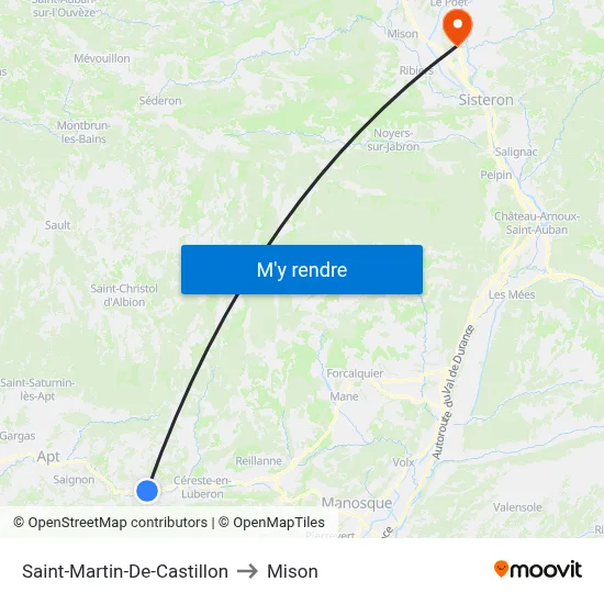 Saint-Martin-De-Castillon to Mison map
