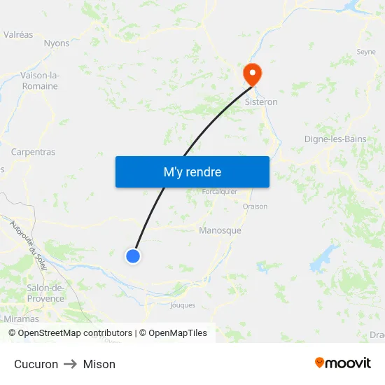 Cucuron to Mison map