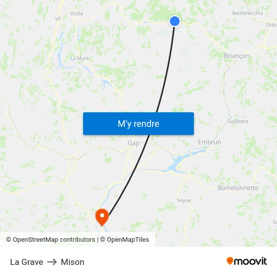 La Grave to Mison map