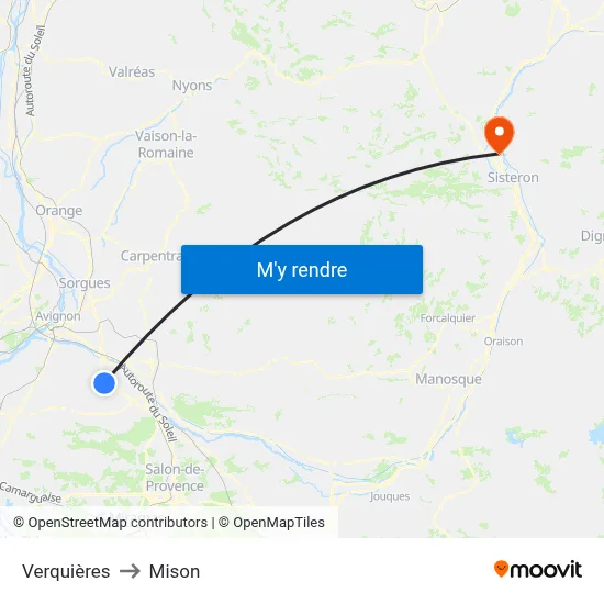 Verquières to Mison map
