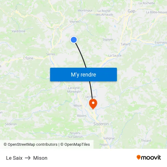 Le Saix to Mison map