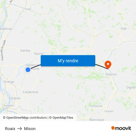 Roaix to Mison map