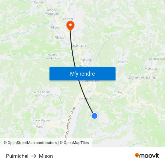 Puimichel to Mison map