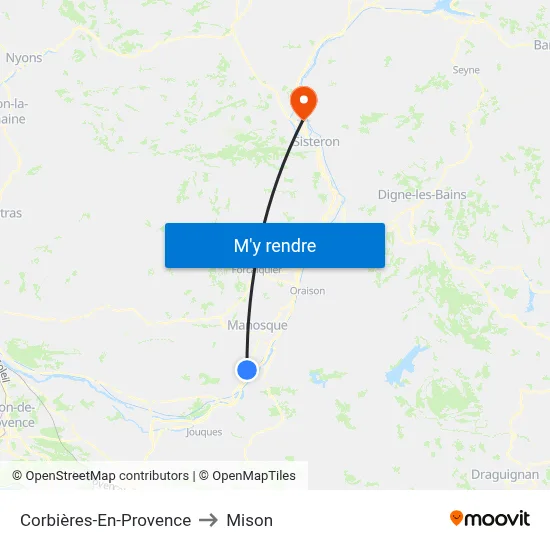 Corbières-En-Provence to Mison map