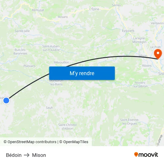 Bédoin to Mison map